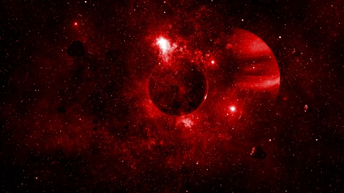 【4K宇宙】红色宇宙银河星球撞击陨石背景