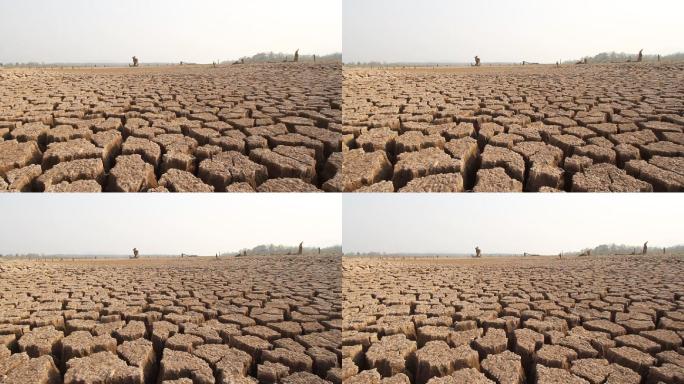 全球变暖影响地面干裂大旱干涸土地裂开