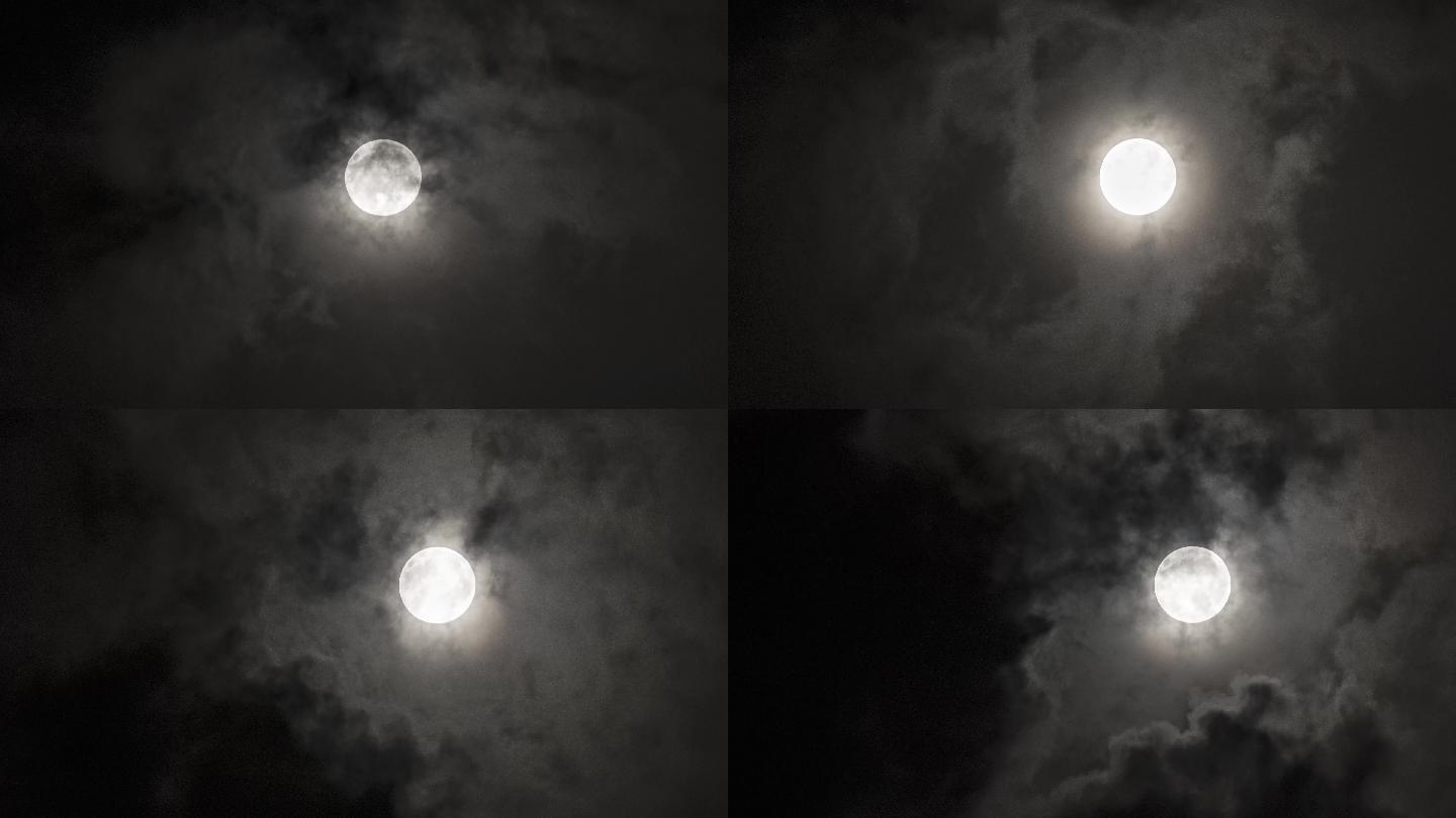 4K乌云遮月视频素材