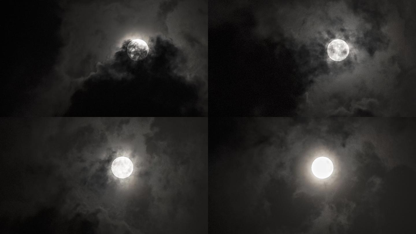 4K夜色已晚天空种的月亮视频素材
