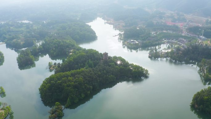 4K航拍陕西汉中南湖景区
