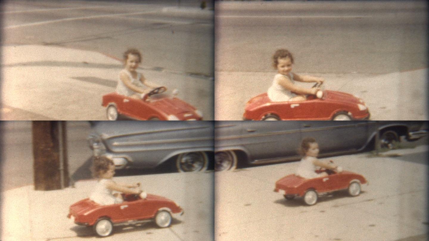 60年代开玩具车的女孩