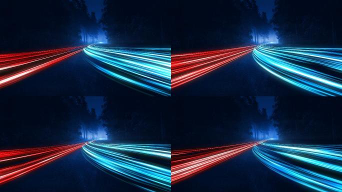 公路抽象速度运动线条光束光线穿梭赛博朋克