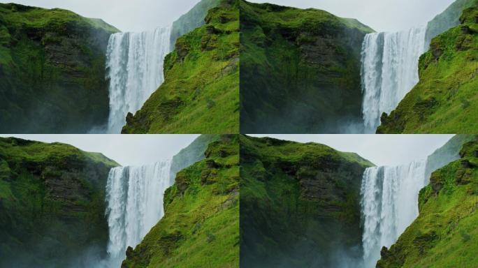 瀑布飞流直下风景风光飞泻实拍视频山脉悬崖