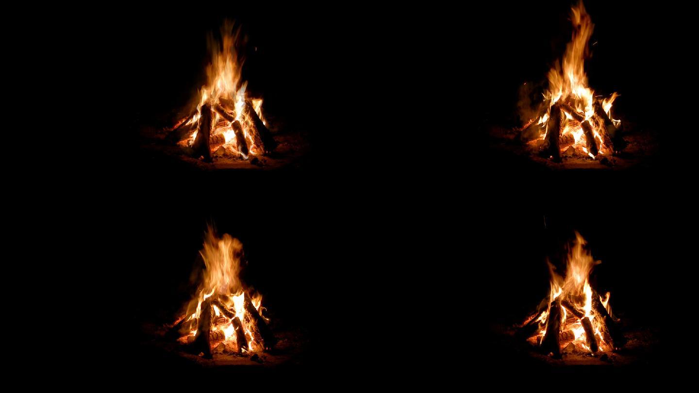 燃烧的火堆火堆生火燃烧火焰