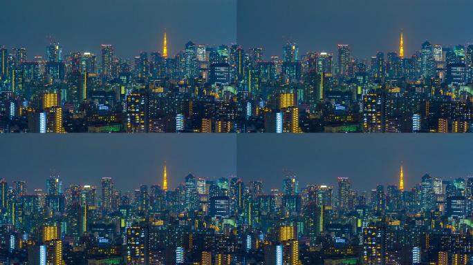 日本东京夜景延时摄影