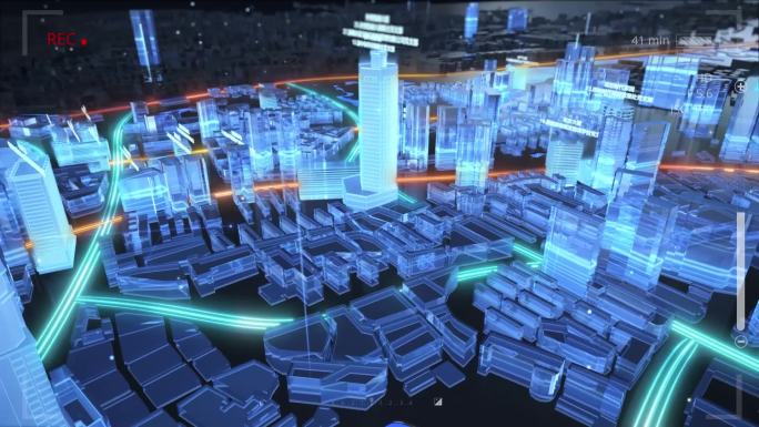三维科技HUD屏保智慧城市