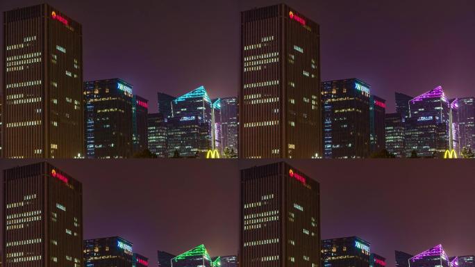成都高新大源商务区写字楼夜景延时摄影4K