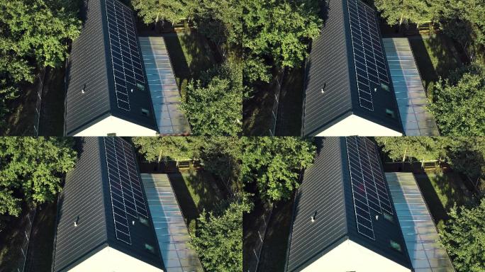 屋顶太阳能电池板。