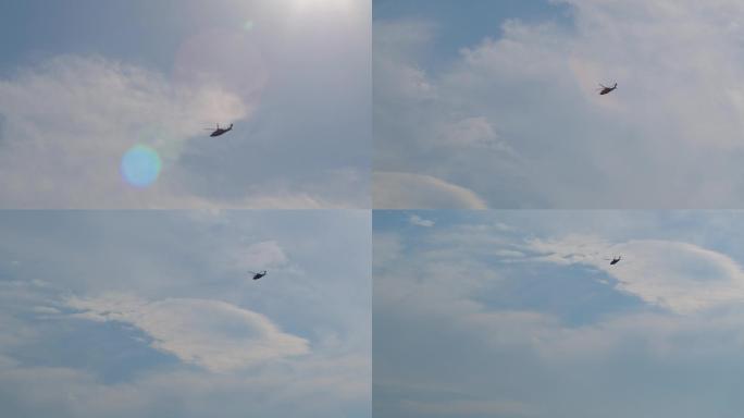 6K太阳下飞过的直升飞机