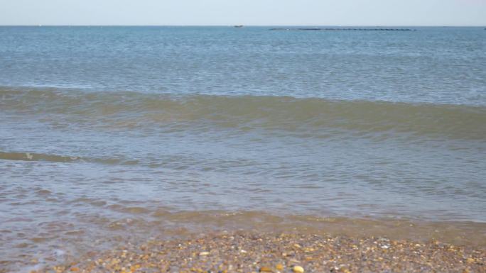 大连金石滩黄金海岸沙滩海浪有同期声4K