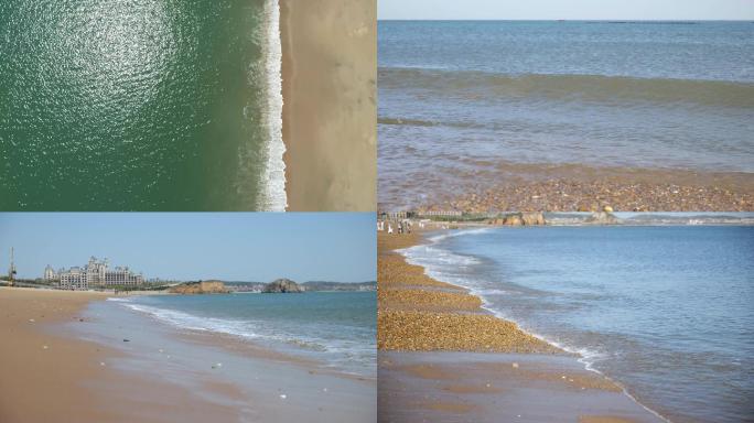 大连金石滩黄金海岸沙滩海浪有同期声4K
