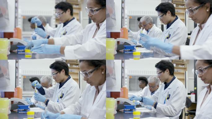 化学家在实验室分析液体样品溶液