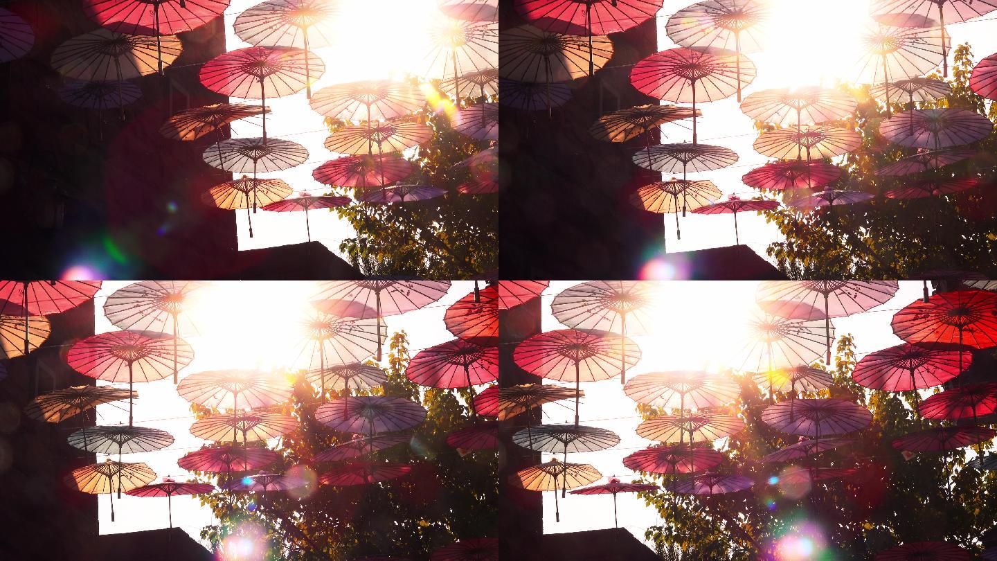 阳光下的花纸伞