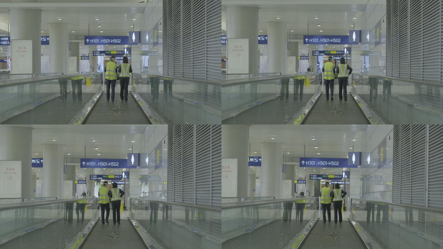 机场安检人员行走4K视频