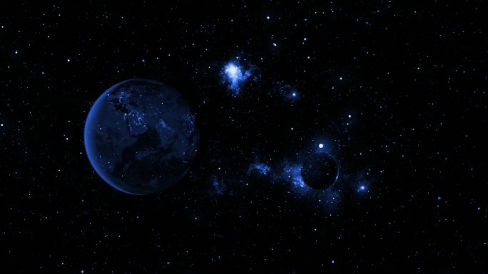 【4K宇宙】蓝色星球璀璨科技虚幻暗黑太空