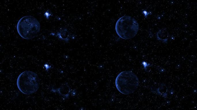 【4K宇宙】蓝色星球璀璨科技虚幻暗黑太空