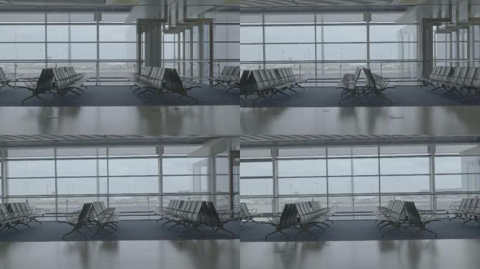 空无一人上海浦东机场候机厅4K视频