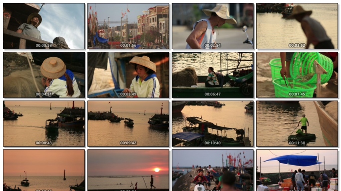 【14分钟】海边夕阳下的渔港渔民生活