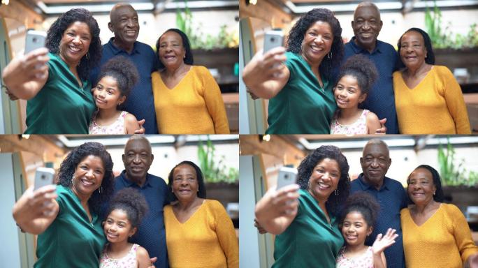家庭一起在家自拍非洲美国黑种人合影合照拍