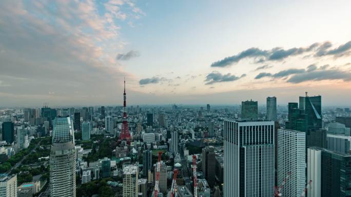 东京航拍城市快速高速发展航拍延时大景空镜