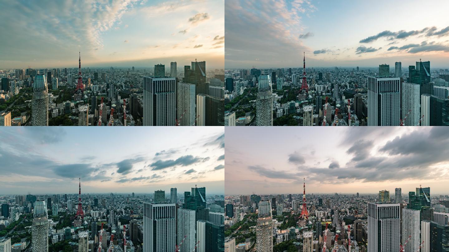东京航拍城市快速高速发展航拍延时大景空镜