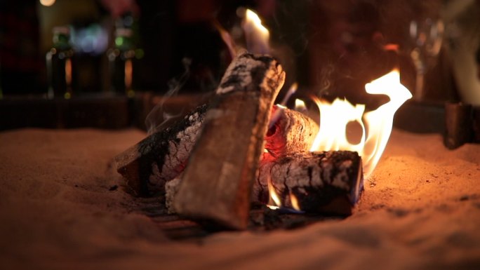 燃烧的火，火堆热情烧烤烤火取暖