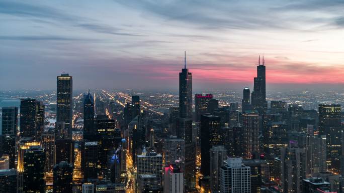 芝加哥天际线的鸟瞰图