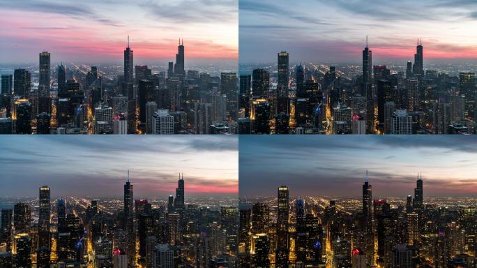 芝加哥天际线的鸟瞰图