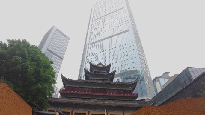 重庆市罗汉寺寺庙高楼中的寺庙4K
