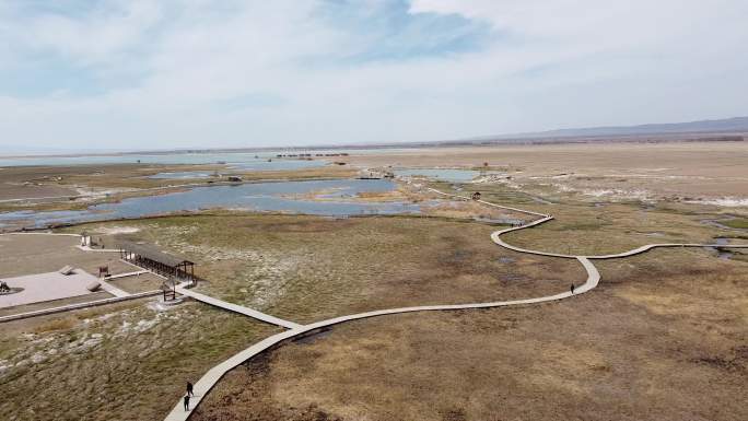 新疆哈密巴里坤高家湖湿地公园航拍