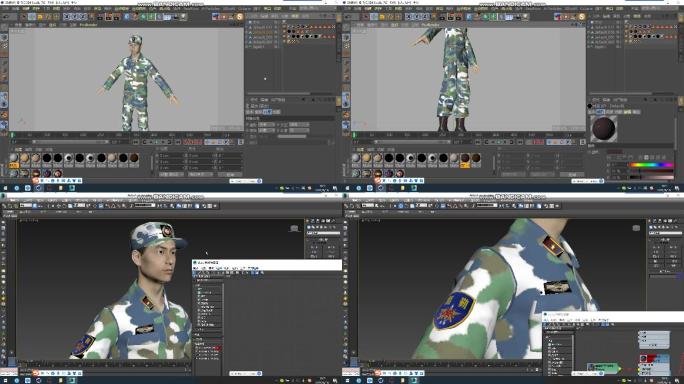 C4D+3dsmax+fbx-迷彩服士兵