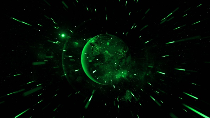 【4K宇宙】绿色星球宇宙粒子冲击银河星际
