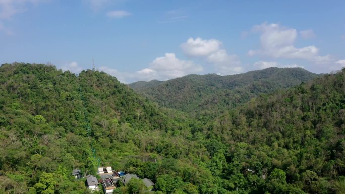 航拍热带边陲野象谷原始山林风光