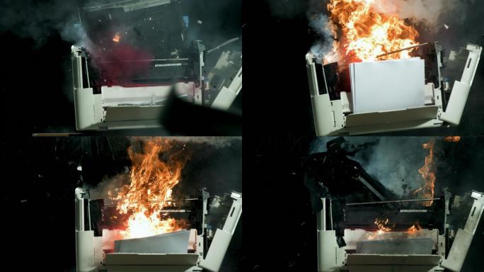 老式电脑打印机爆炸