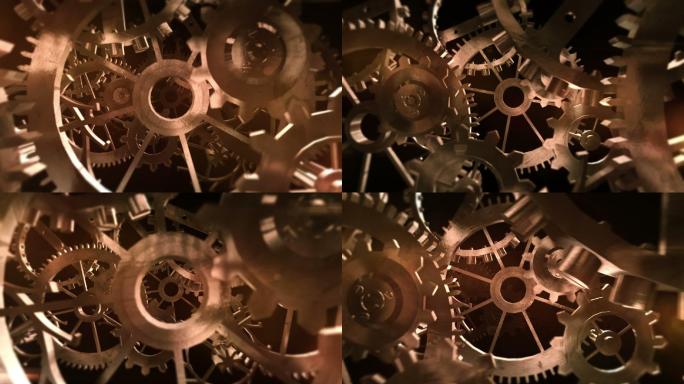 3D生锈机器齿轮齿轮结构机械内部齿轮旋转
