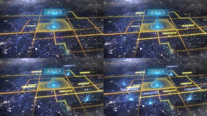 高端地产区位粒子光线路网地图AE模板