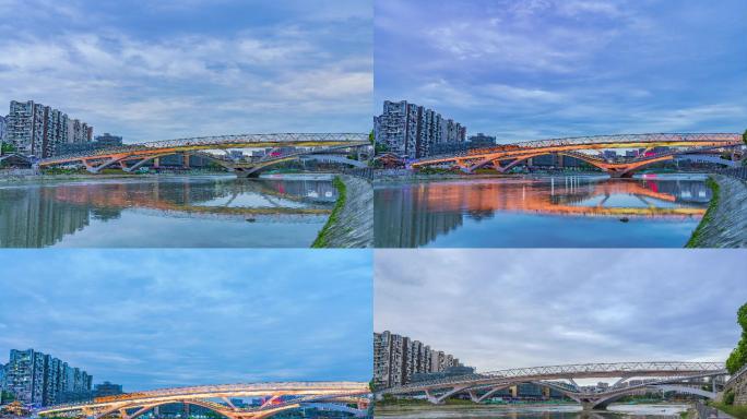 成都高新区网红五岔子大桥延时摄影4K