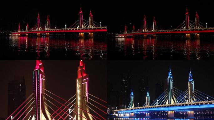北京行政副中心通州玉带河大桥灯光夜景镜头