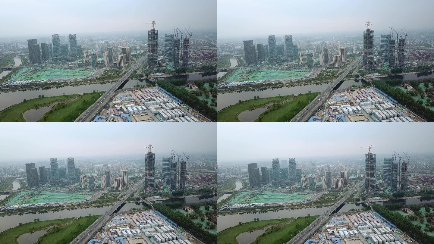 北京通州新城航拍素材首都北京工业