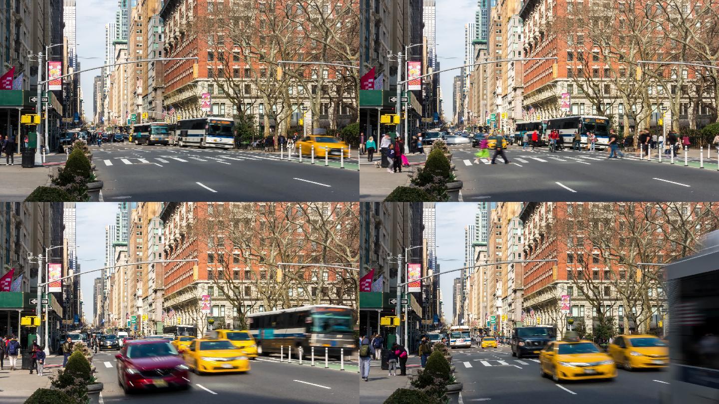 百老汇和美国纽约第五大道的街景