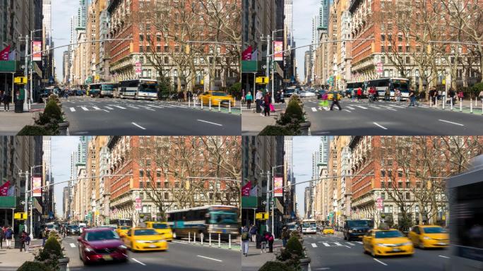 百老汇和美国纽约第五大道的街景