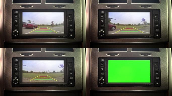 绿屏倒车摄像机倒车影像汽车倒车雷达屏幕倒