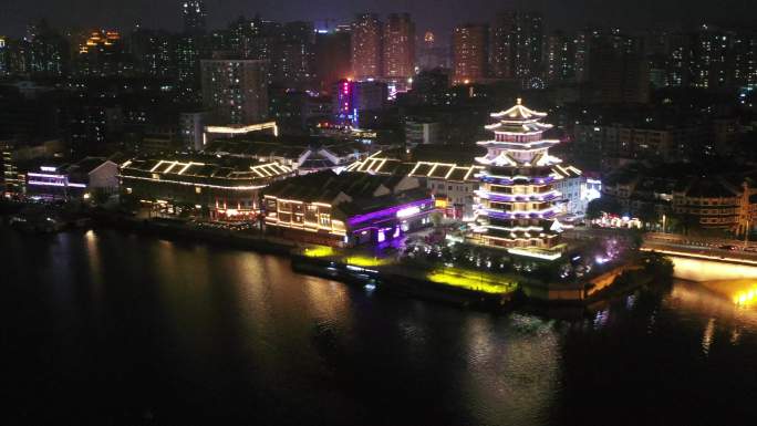 惠州合江楼夜景航拍
