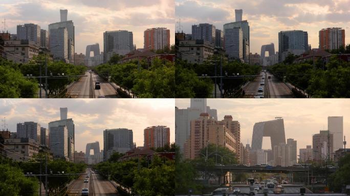 夕阳下的北京CBD大裤衩延时摄影