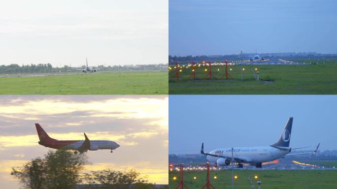 4K各种航空公司飞机在机场起飞降落