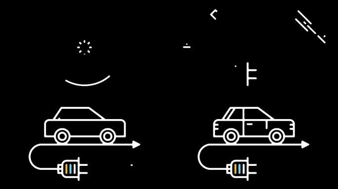 电动汽车线条图标动画