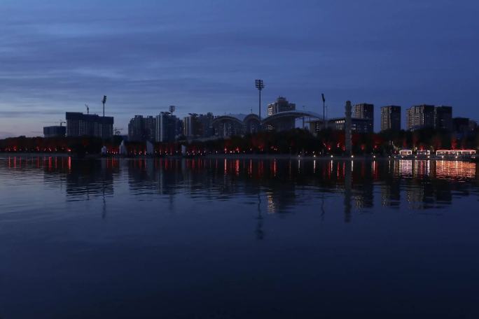 北京行政副中心通州运河公园日转夜灯光延时