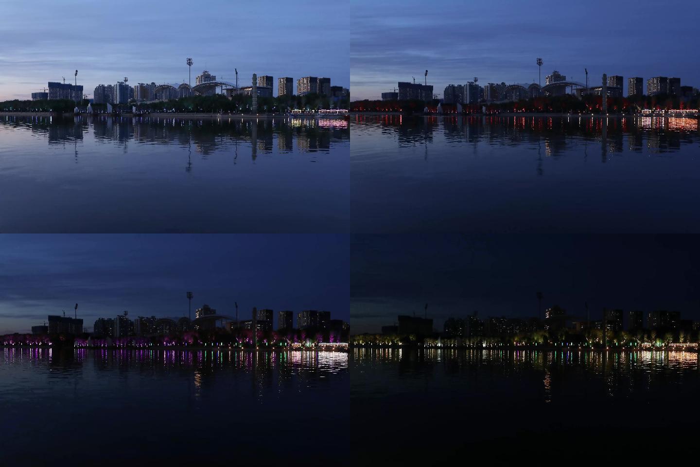 北京行政副中心通州运河公园日转夜灯光延时