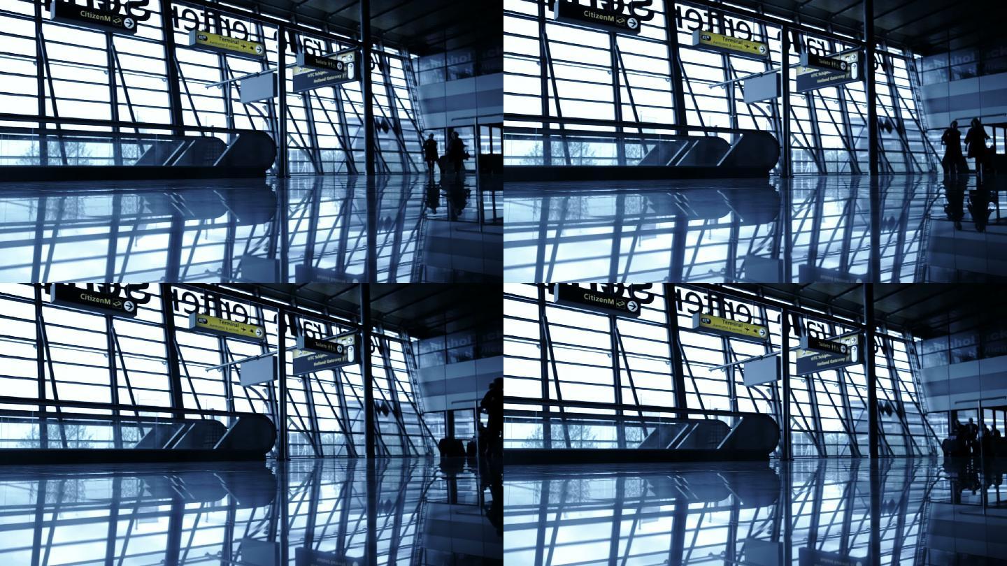 旅客在机场的侧影